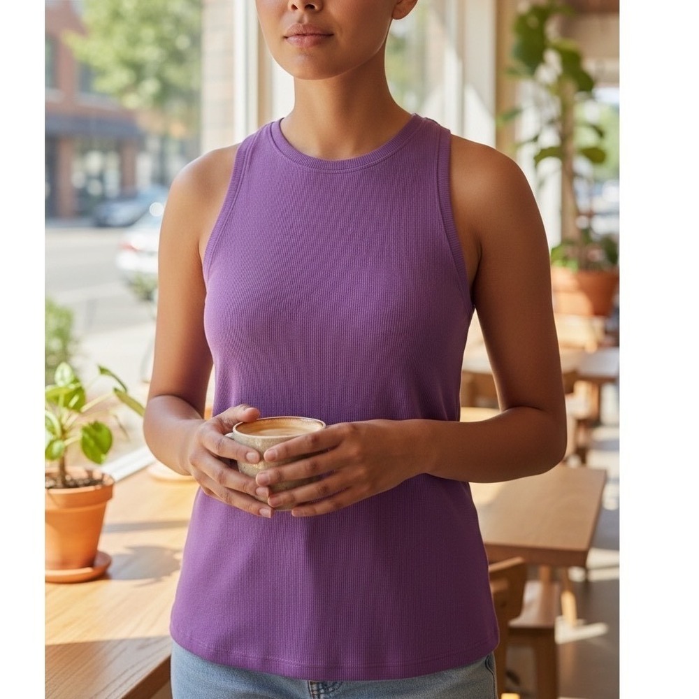 Athleta Purple Ribbed‎ Racerback Tank Top Womens Sm Activewear Athleisure Luxury
